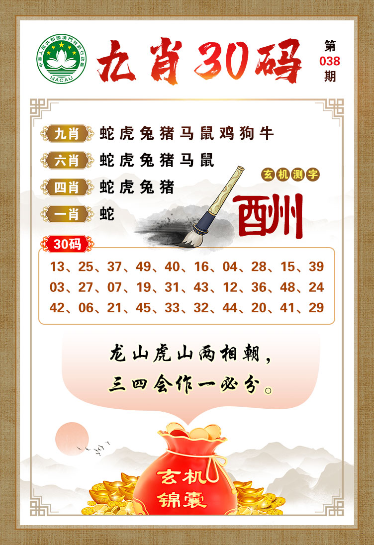 2025038期九肖30码