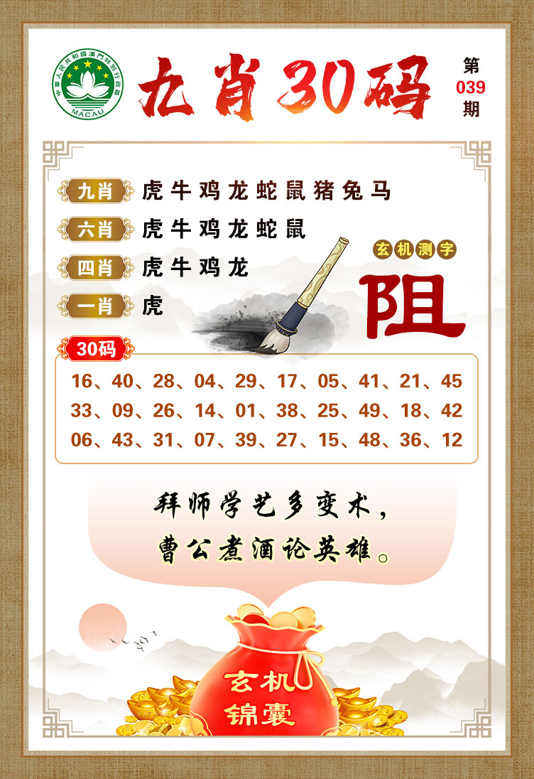 2025039期九肖30码