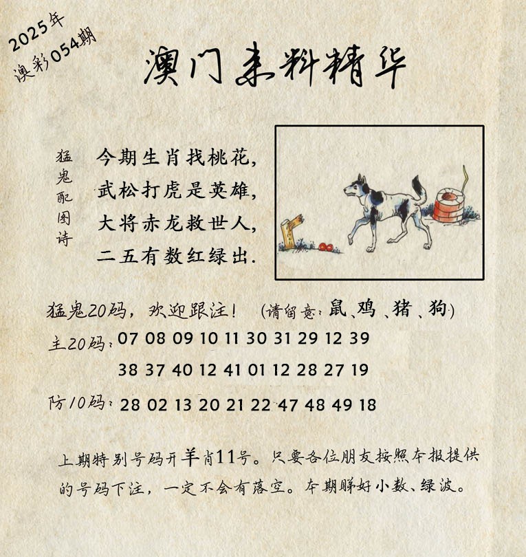 2025054期澳门来料精华
