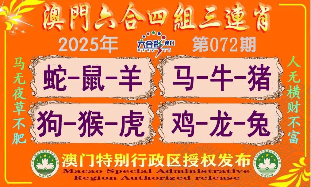 2025072期六合四组三连肖