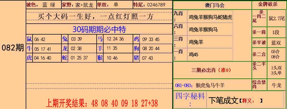 2025082期30码中特