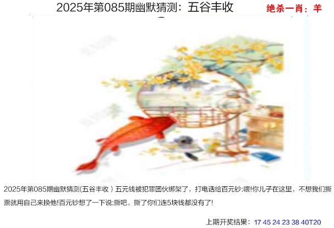 2025085期幽默猜测