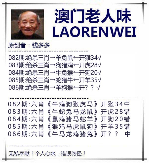 2025086期澳门老人味