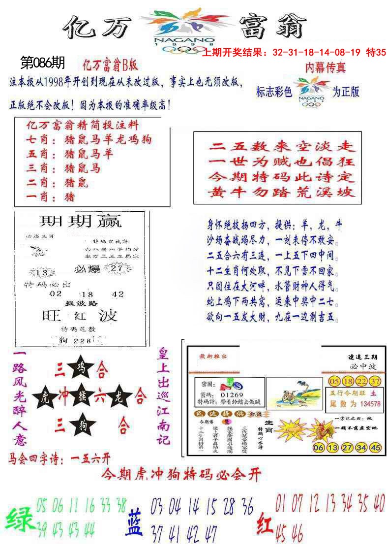 2025086期亿万富翁B