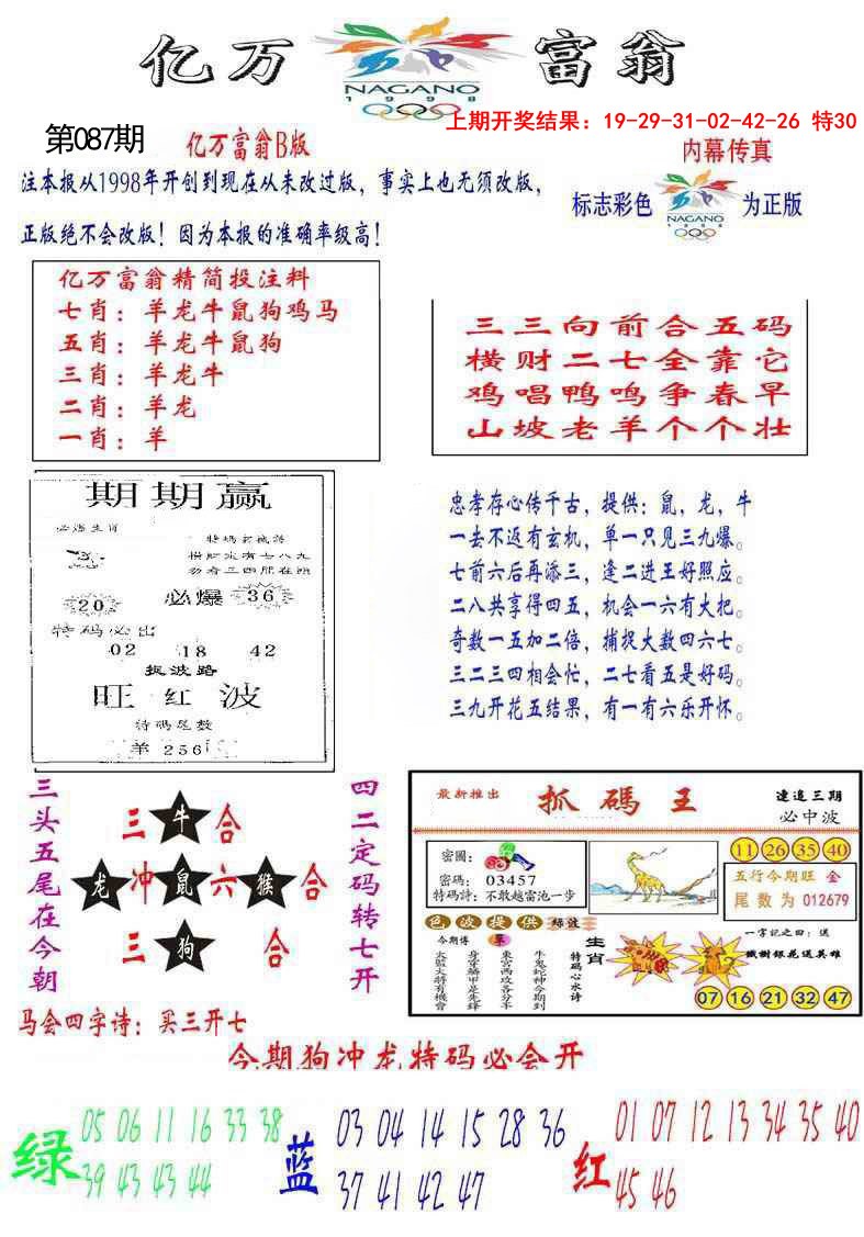 2025087期亿万富翁B