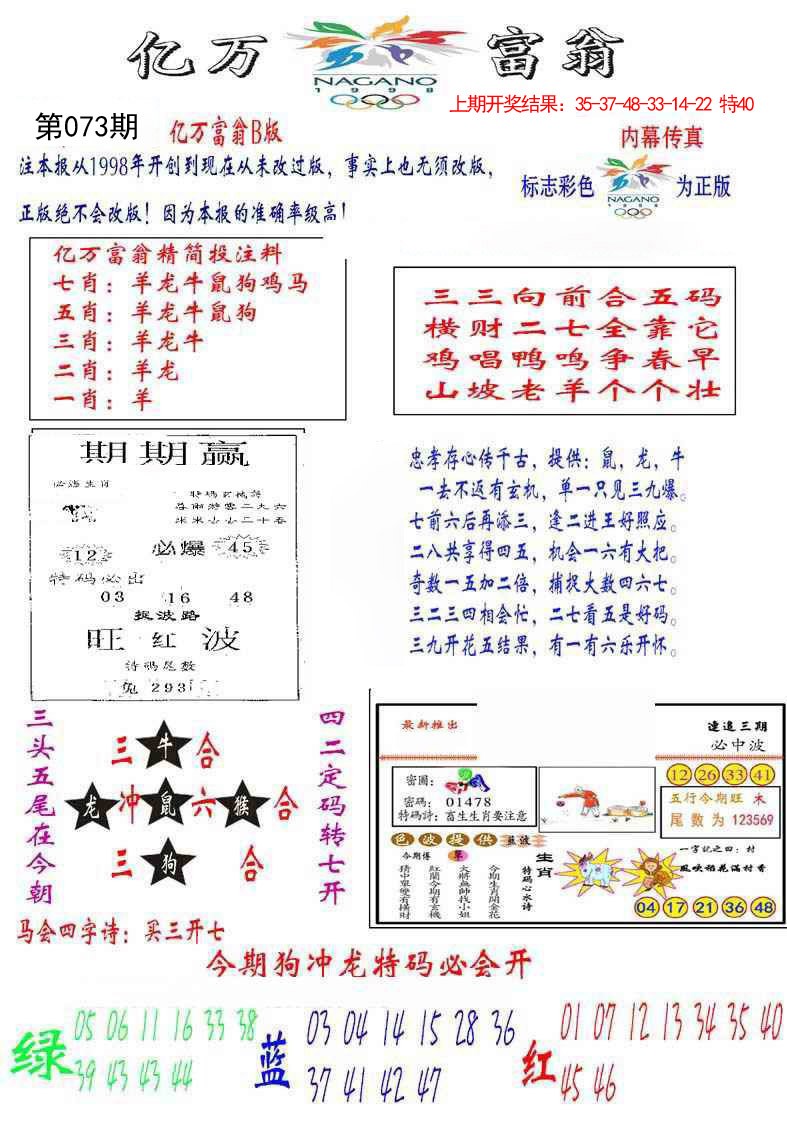 2025073期亿万富翁B
