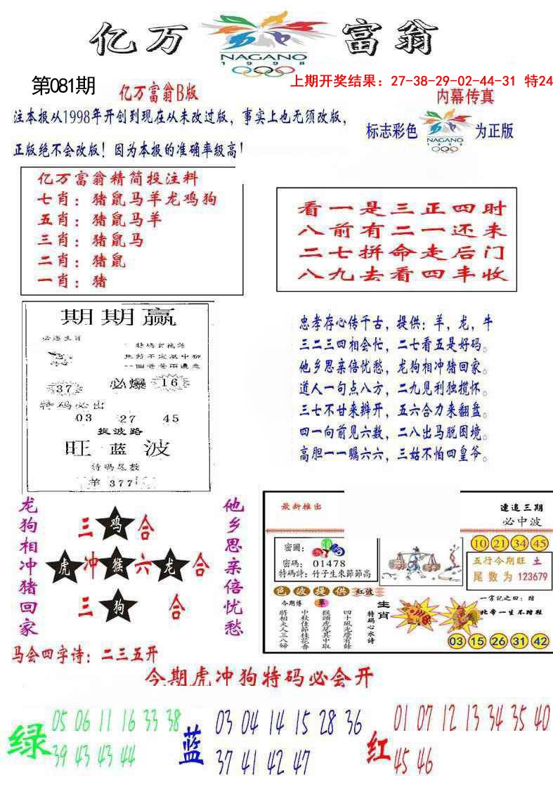 2025081期亿万富翁B