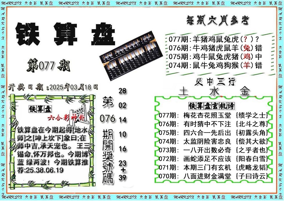 2025077期铁算盘