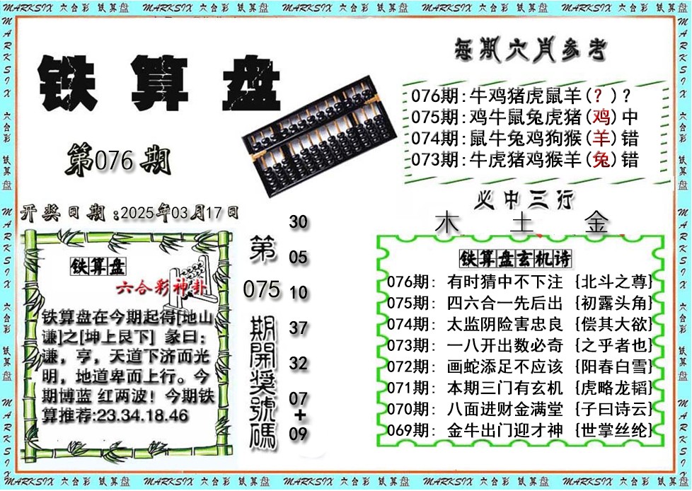 2025076期铁算盘