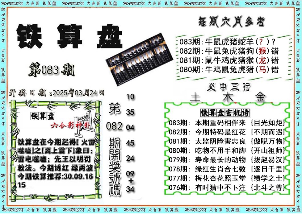 2025083期铁算盘