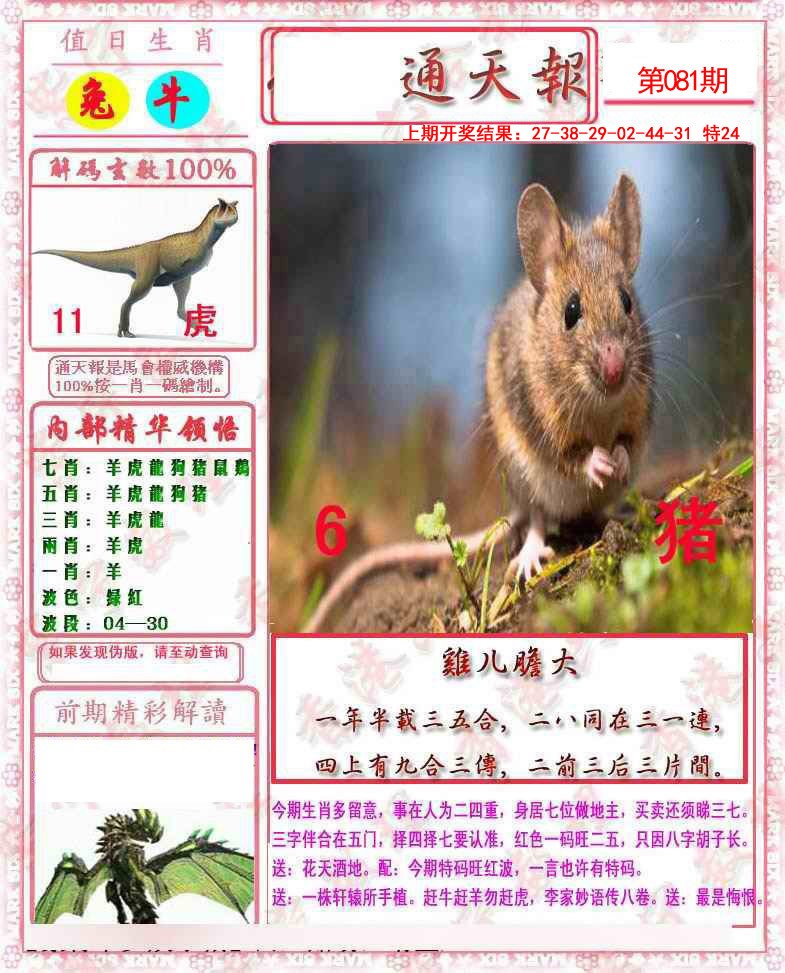 2025081期马经通天报
