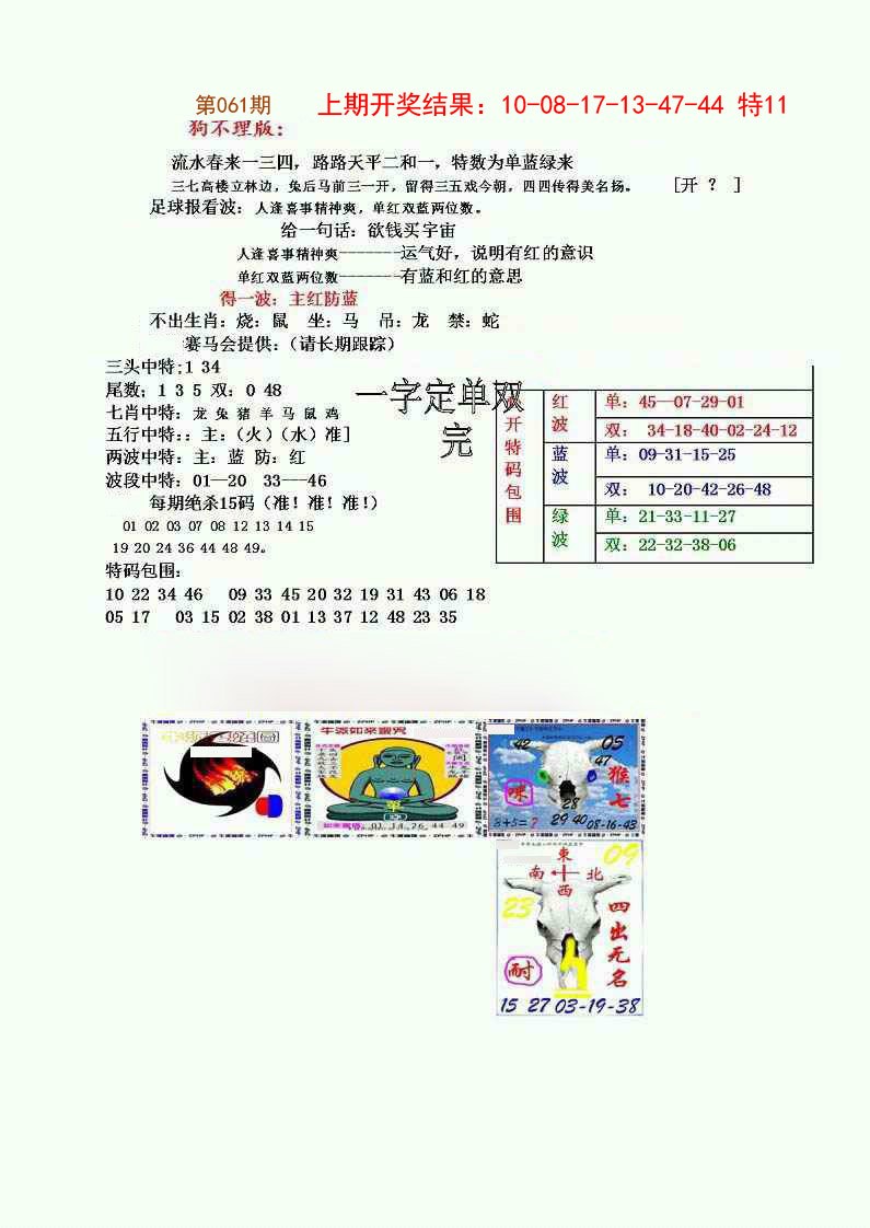 2025061期狗不理特码报