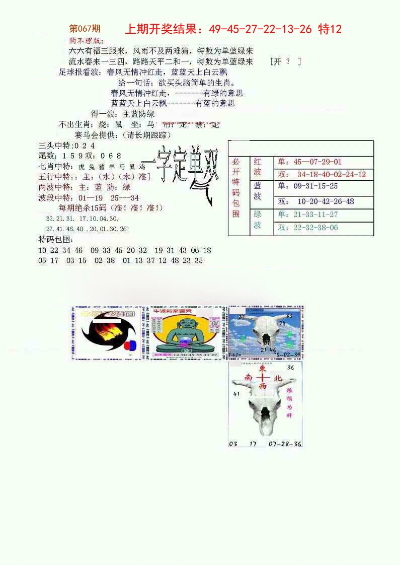 2025067期狗不理特码报