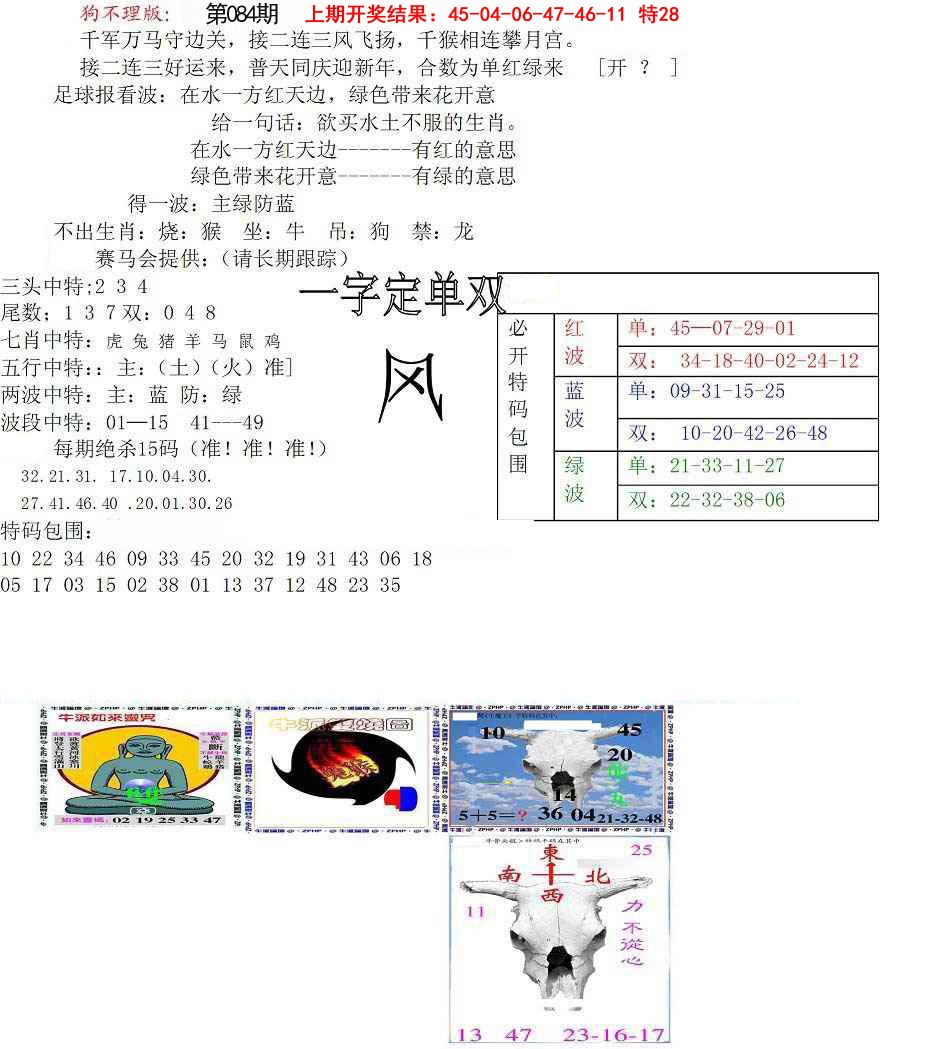 2025084期狗不理特码报