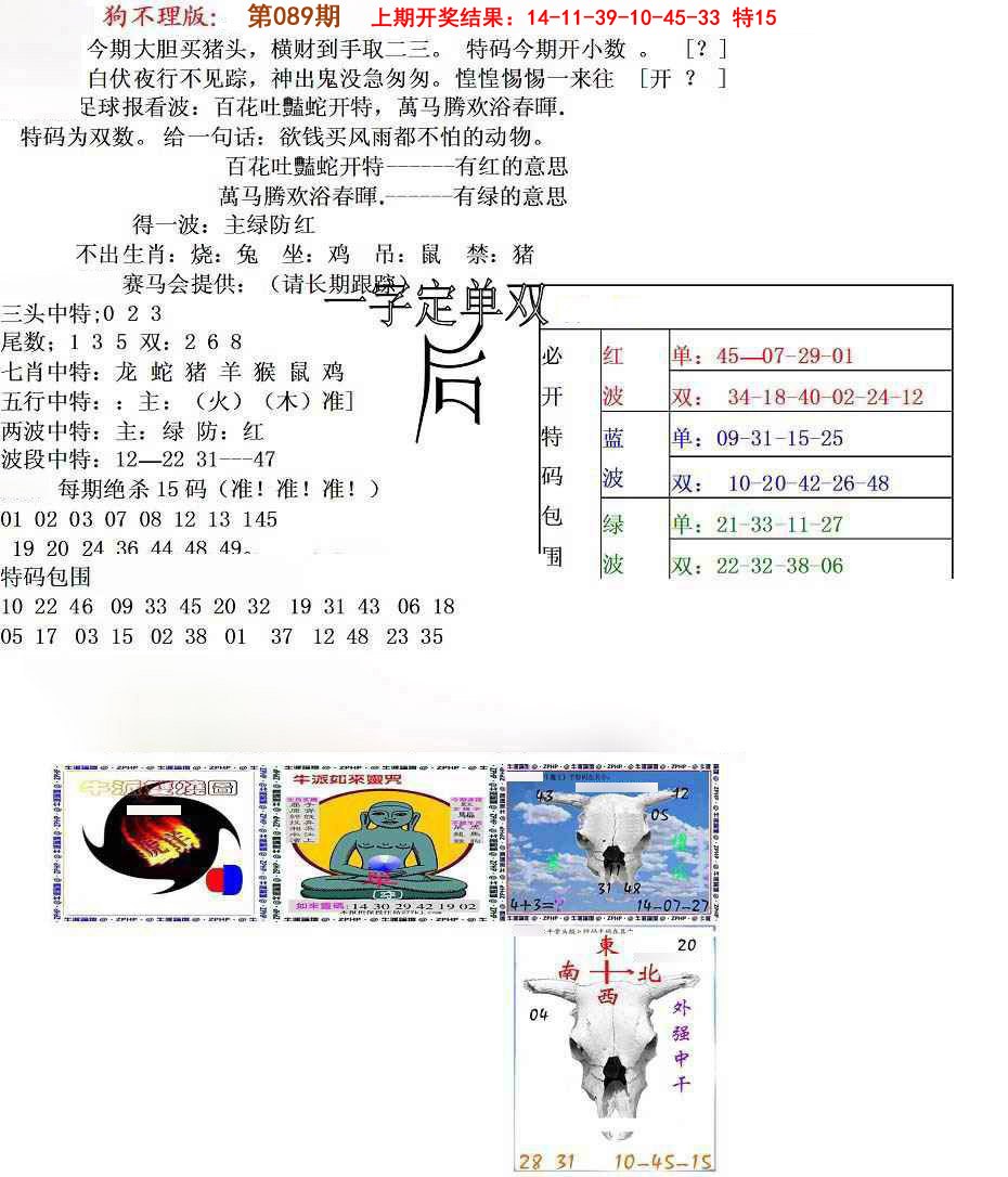 2025089期狗不理特码报