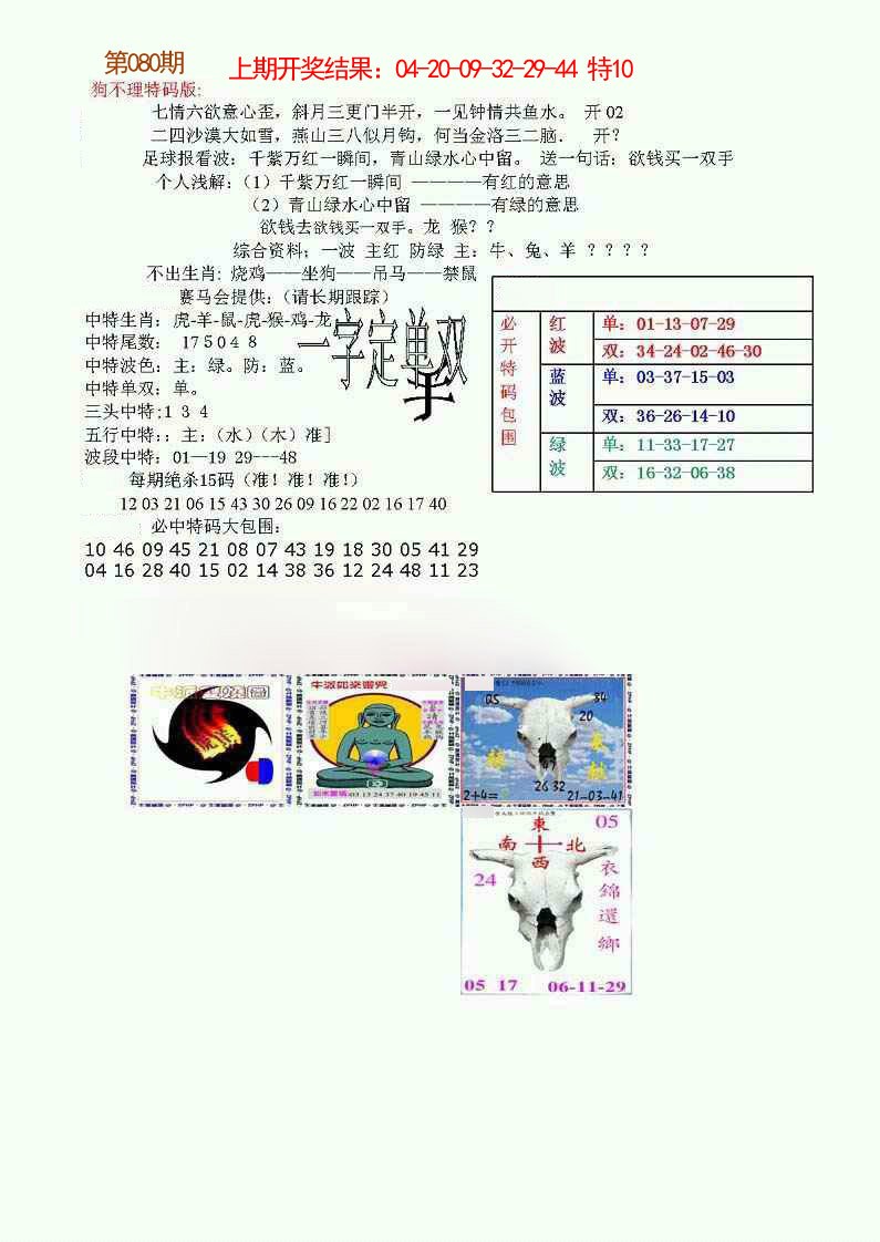 2025080期狗不理特码报