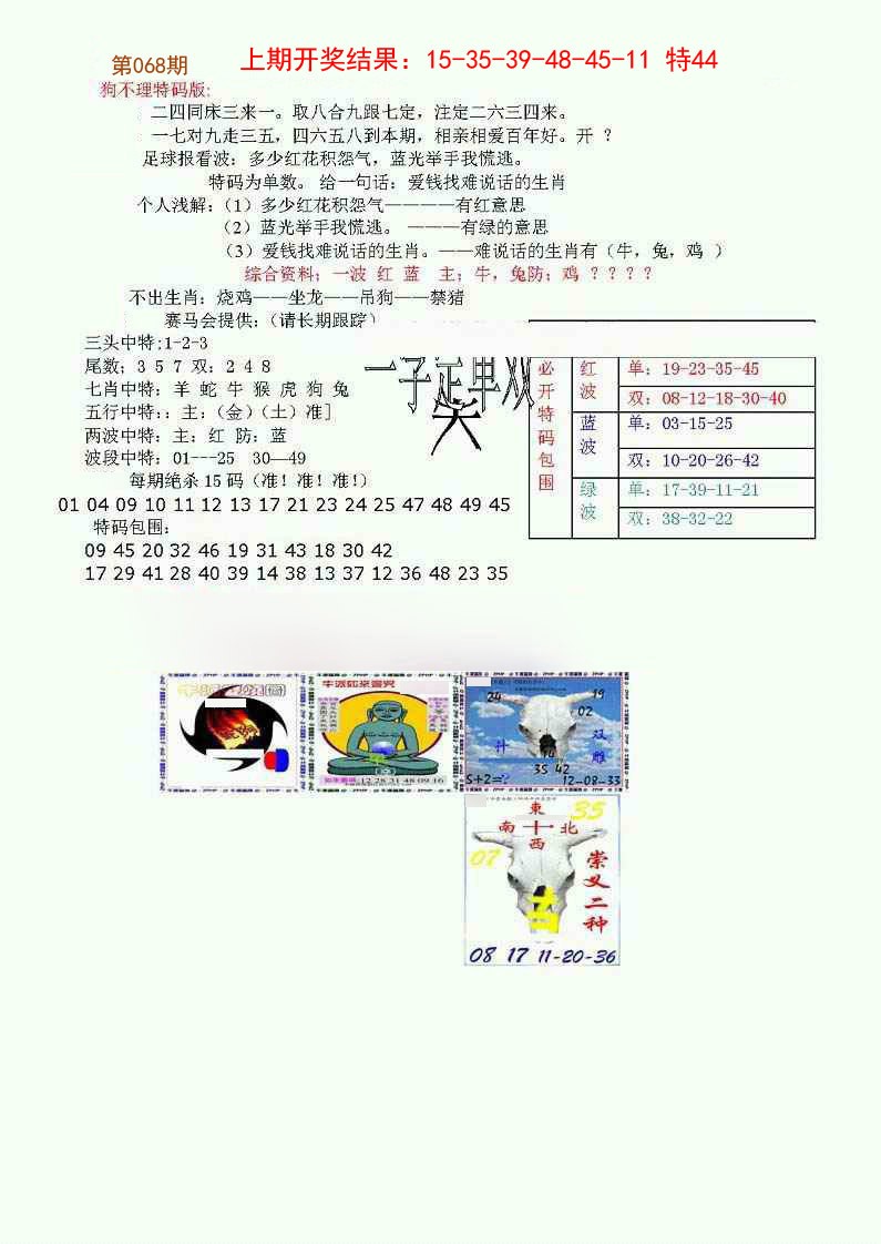 2025068期狗不理特码报