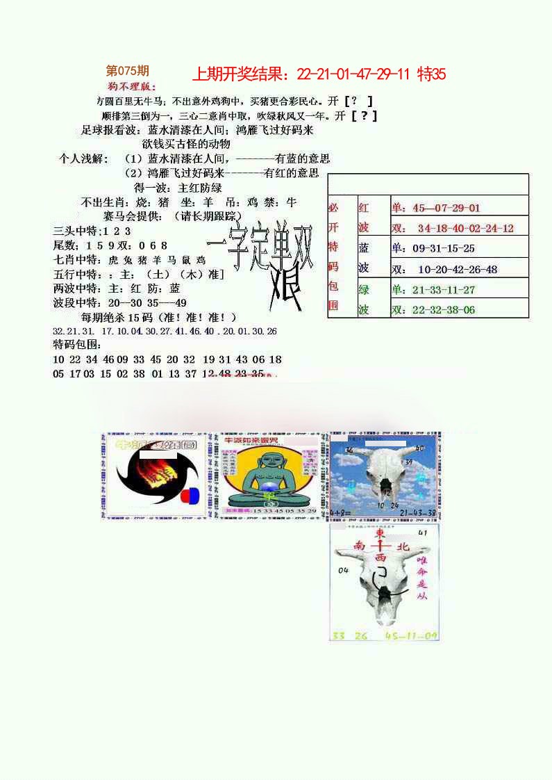 2025075期狗不理特码报