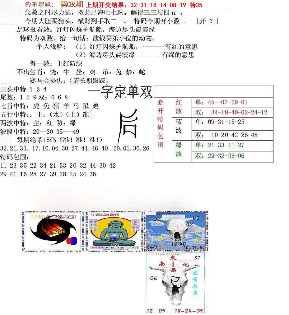 2025086期狗不理特码报