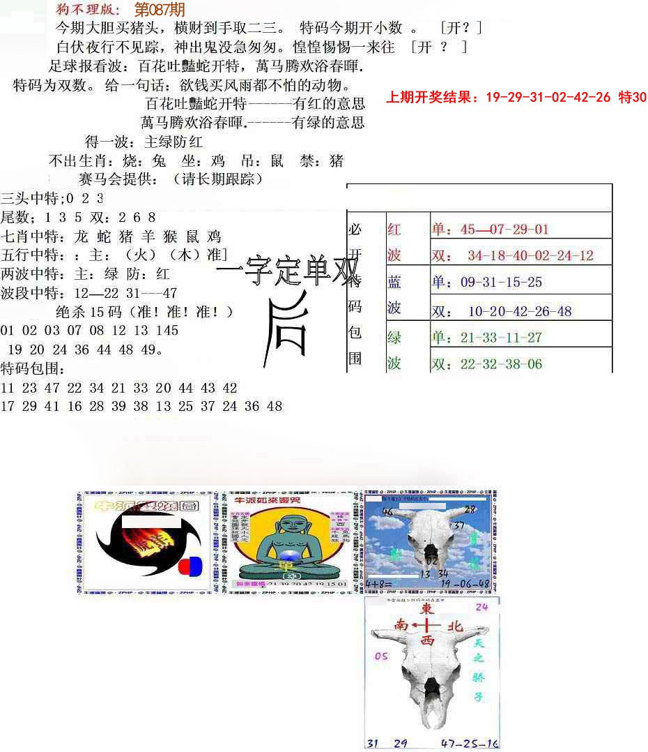 2025087期狗不理特码报
