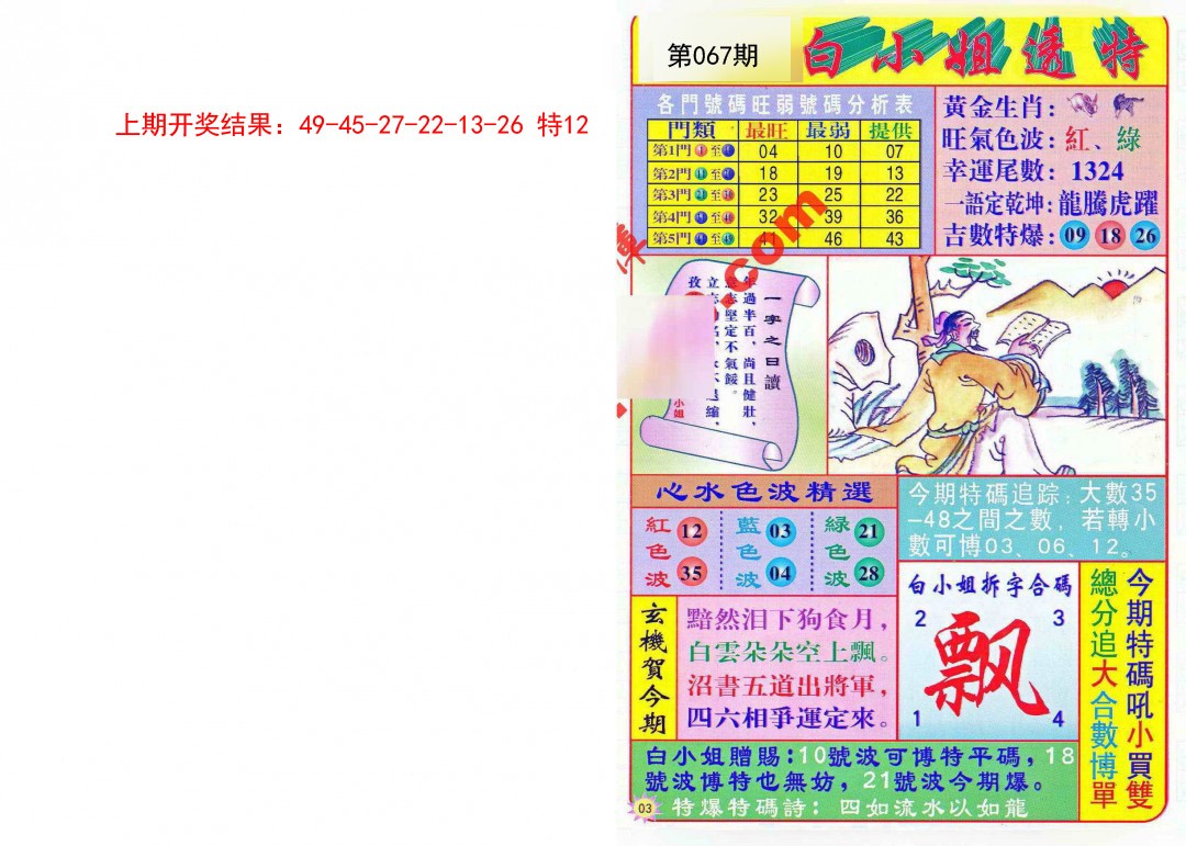 2025067期白小姐透特