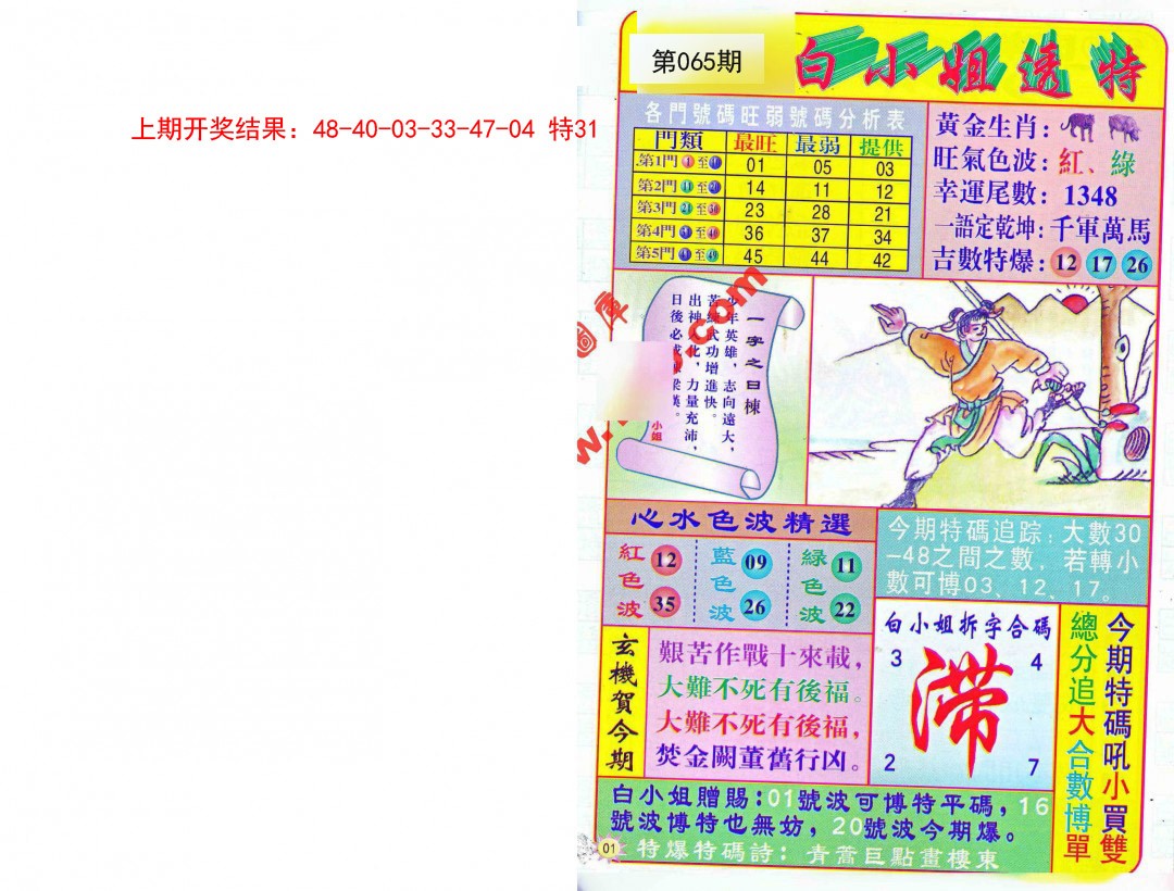 2025065期白小姐透特