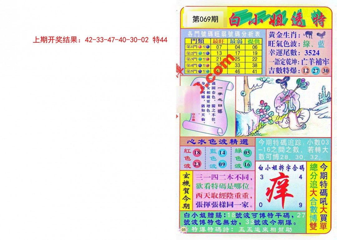 2025069期白小姐透特