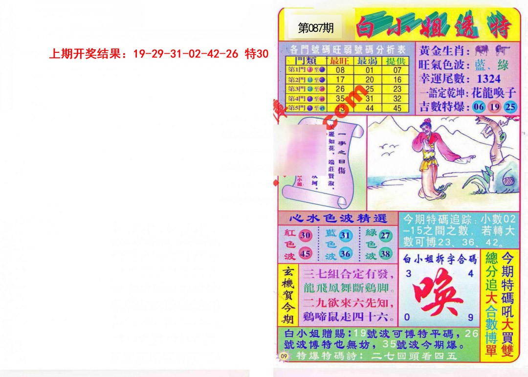 2025087期白小姐透特