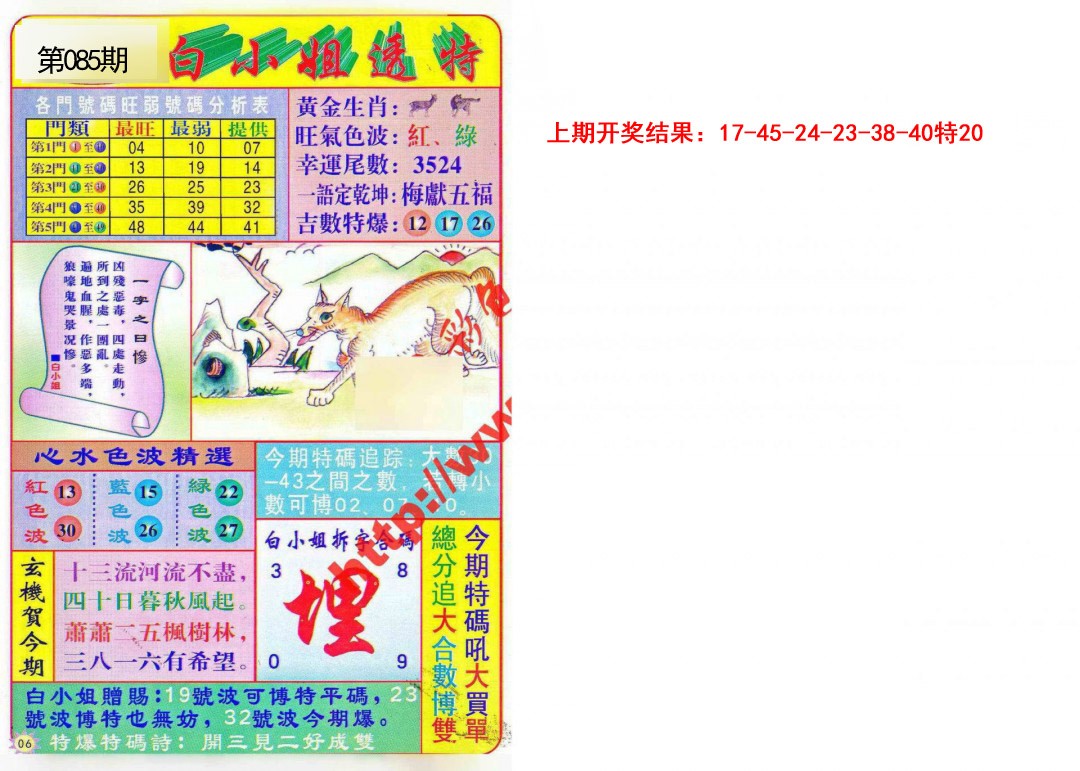 2025085期白小姐透特