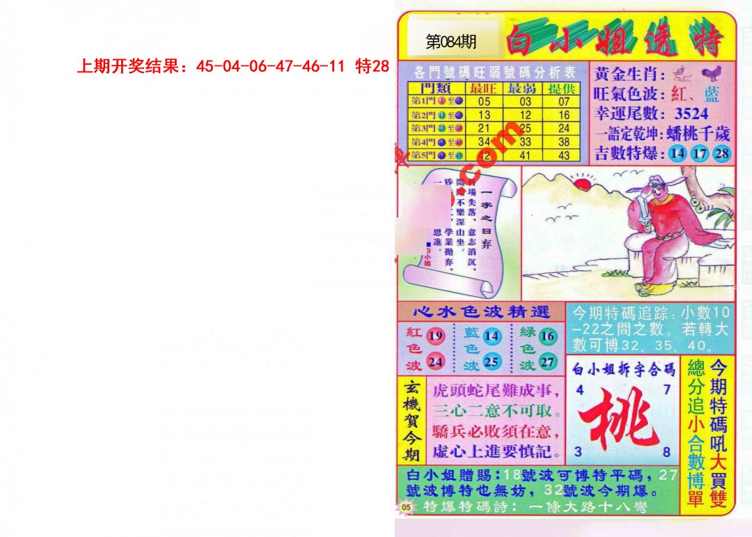2025084期白小姐透特