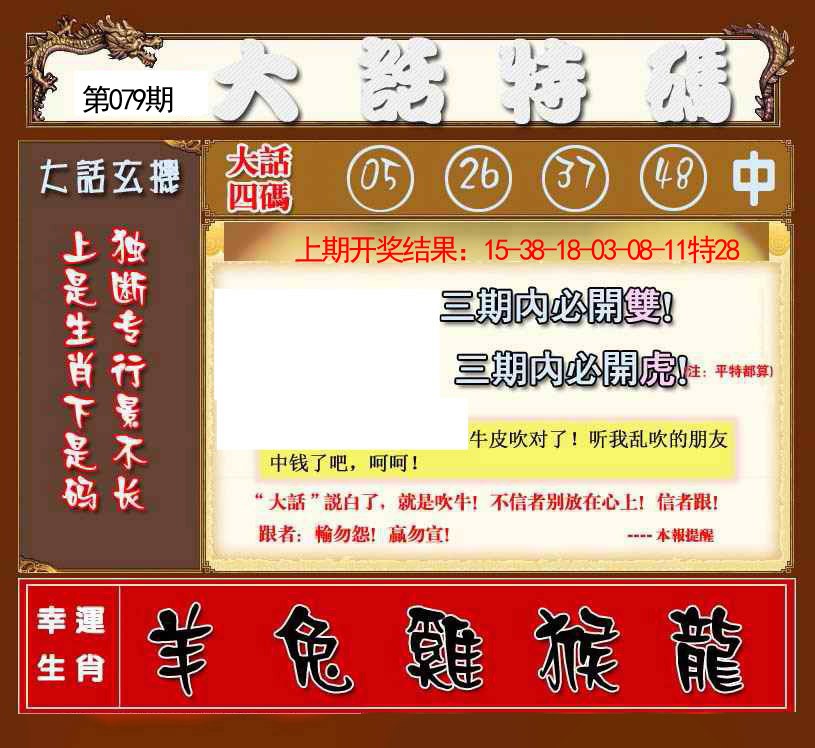 2025079期大话特码