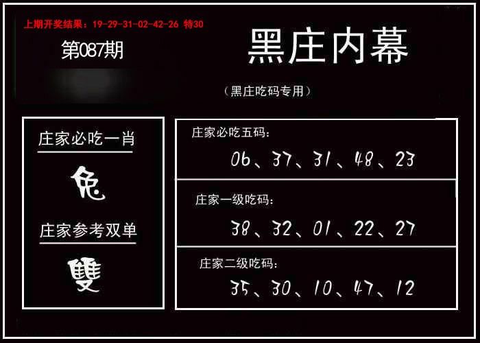 2025087期黑庄内幕