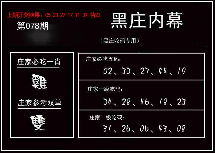 2025078期黑庄内幕