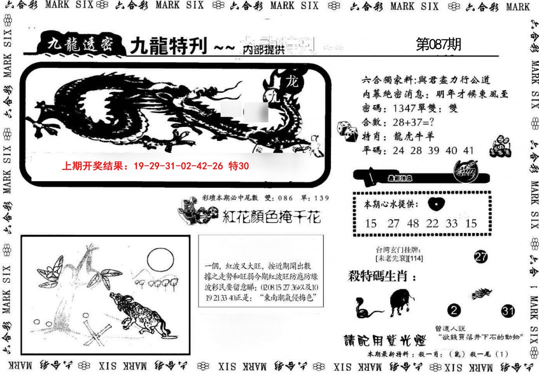 2025087期九龙特新刊