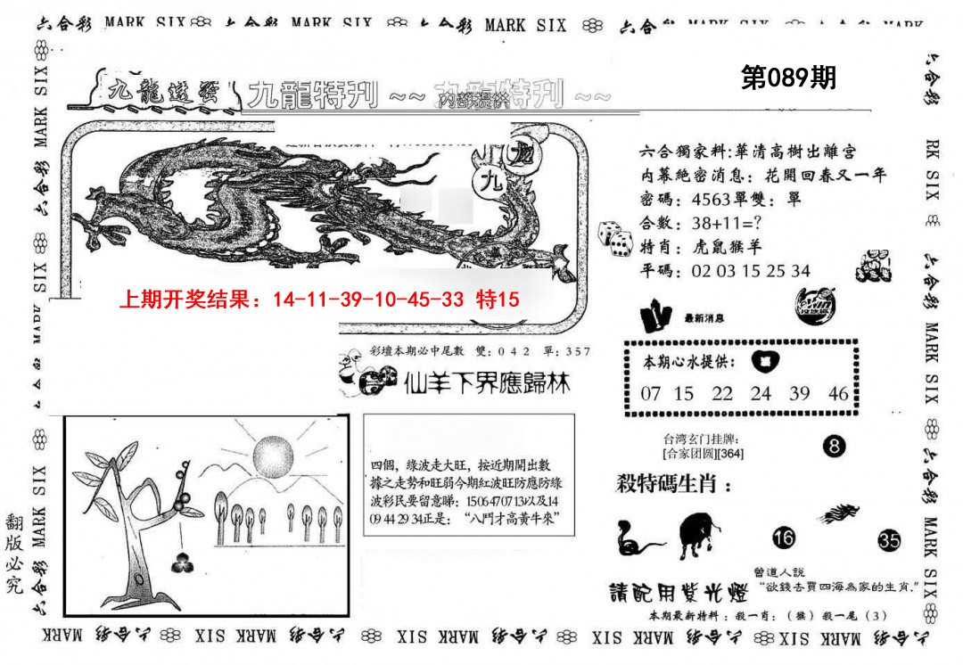 2025089期九龙特新刊