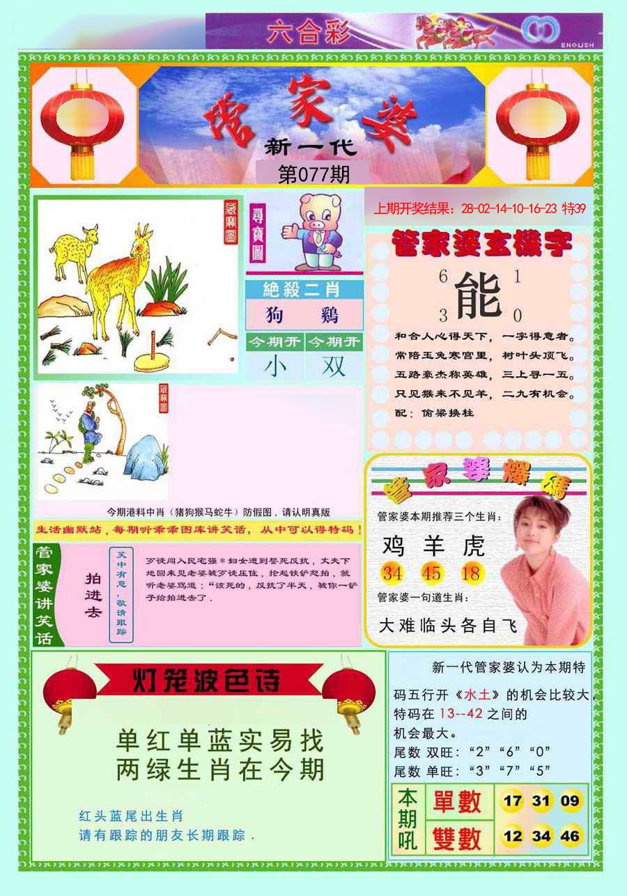 2025077期新一代管家婆