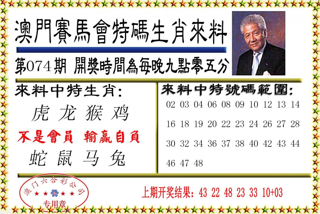2025074期特码生肖来料