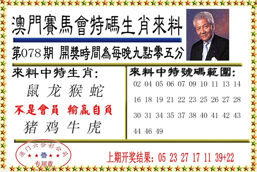 2025078期特码生肖来料