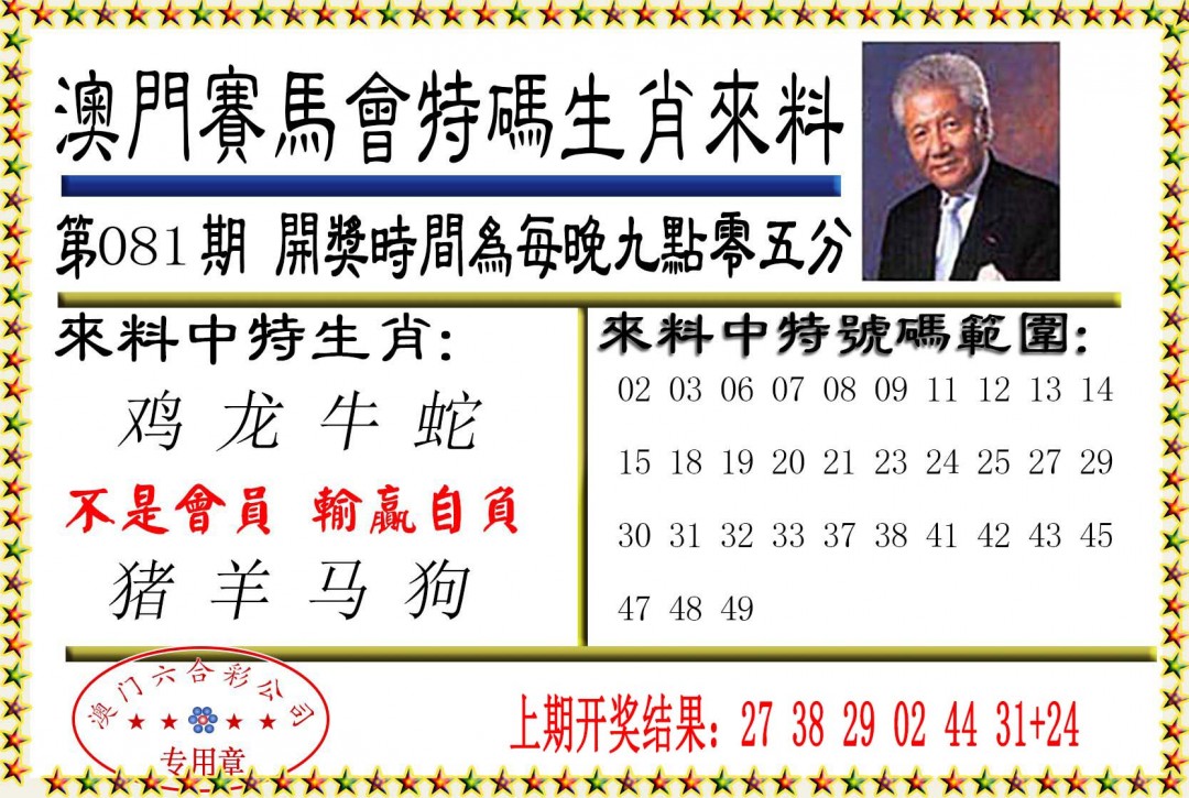 2025081期特码生肖来料