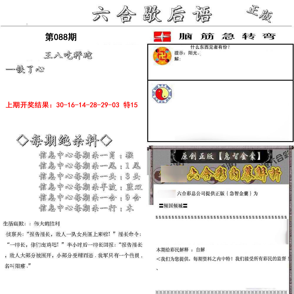 2025088期六合歇后语