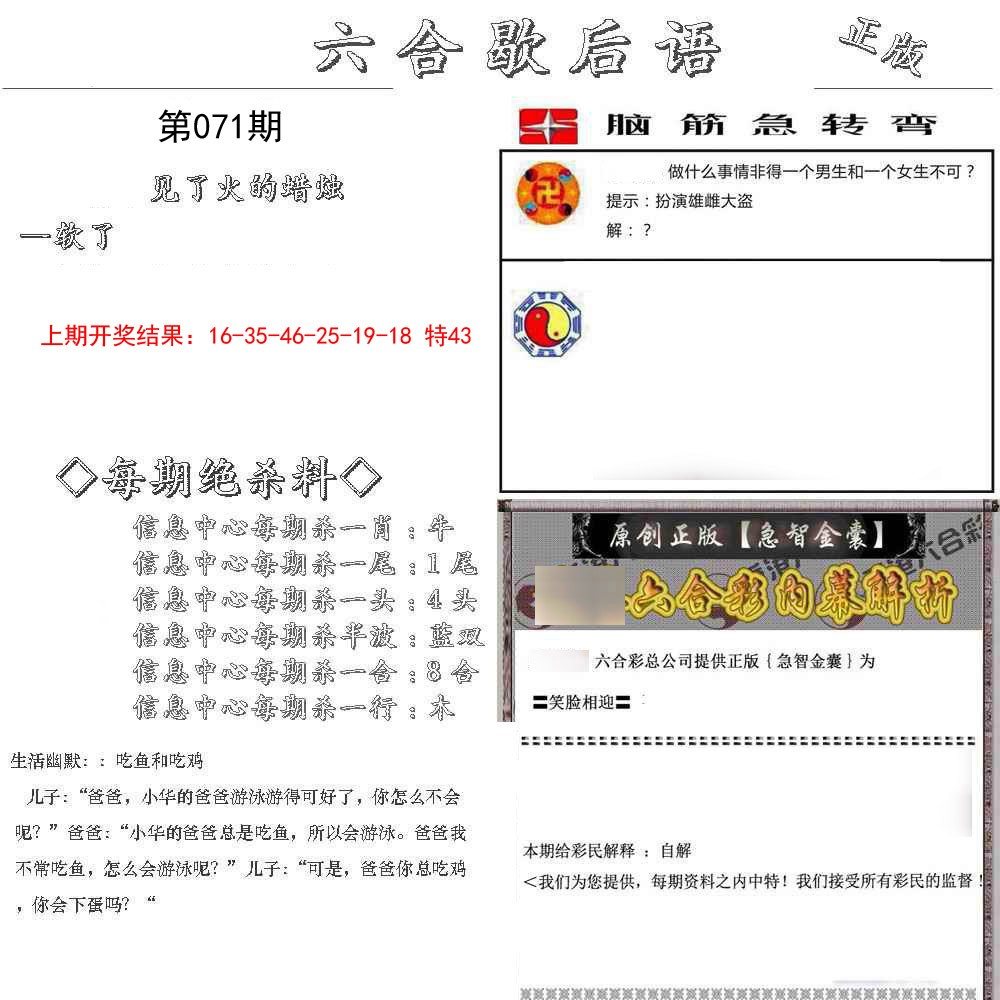 2025071期六合歇后语