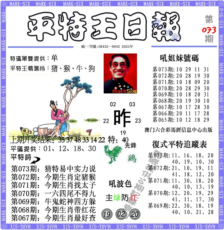 2025073期平特王日报