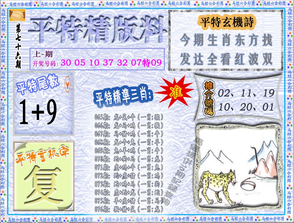 2025076期平特精版料