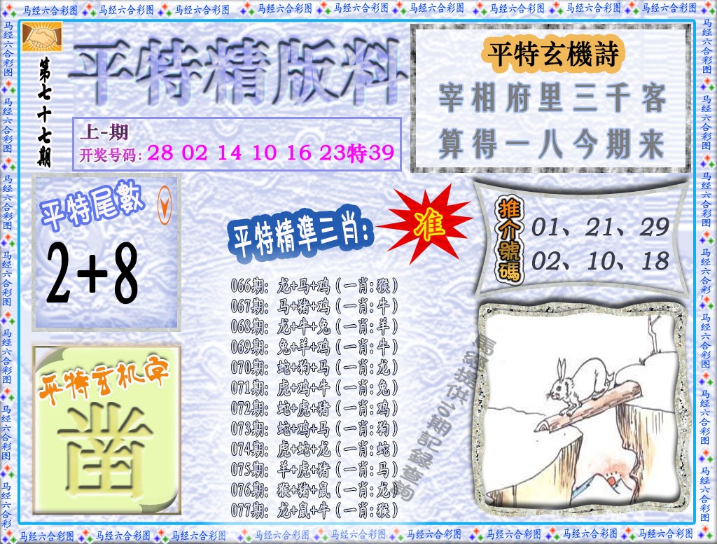 2025077期平特精版料