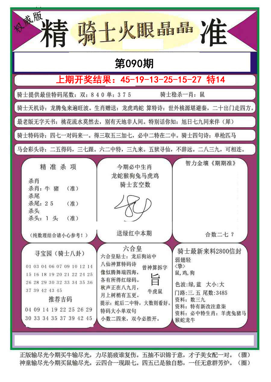 2025090期骑士火眼晶晶a