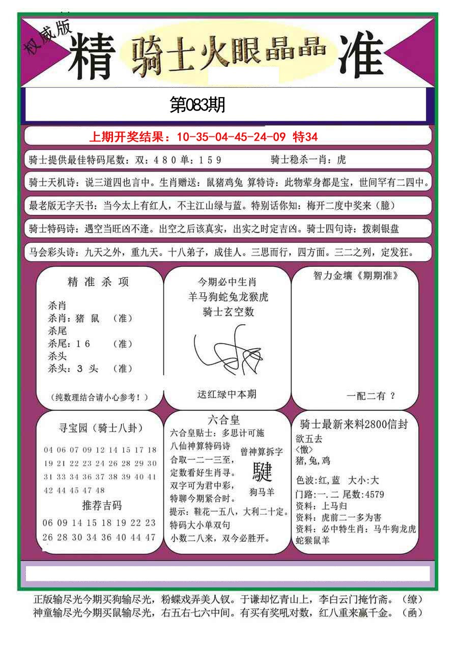 2025083期骑士火眼晶晶a