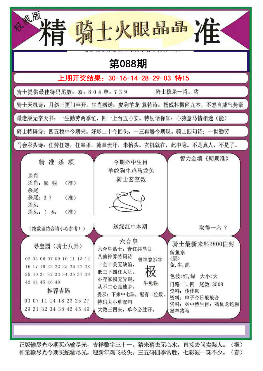 2025088期骑士火眼晶晶a