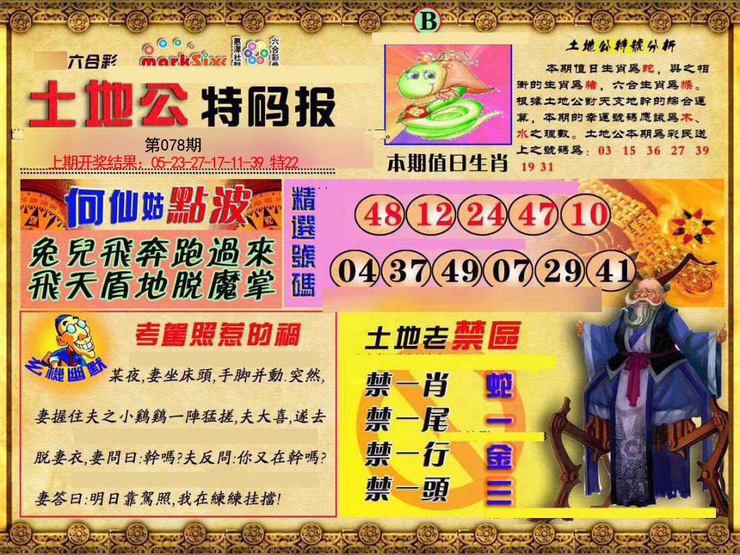 2025078期土地公特码报B