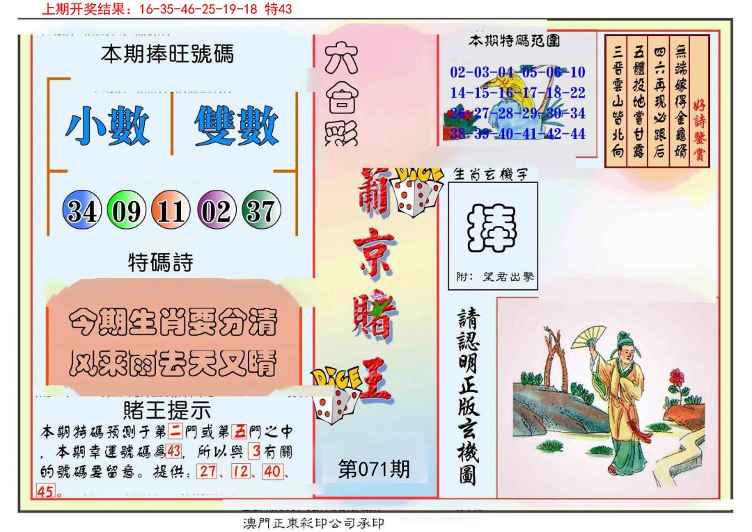 2025071期葡京赌王彩