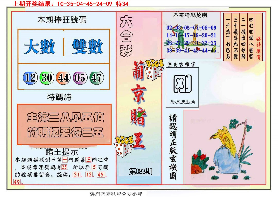 2025083期葡京赌王彩